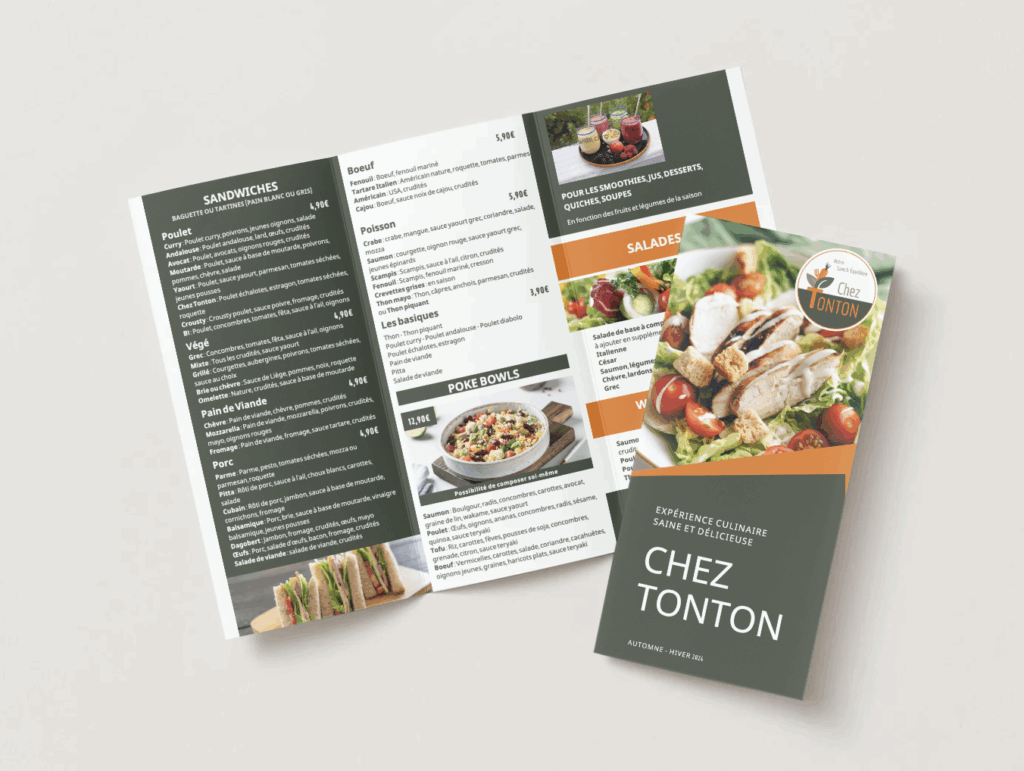 Impression flyer carte de visite menu triptyque